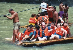 The Elliotts with boatmen at Pagsanjan Falls, summer 2004.