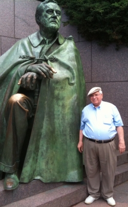 Grant Goodman with FDR at FDR Memorial in Washington DC, July 3, 2009.