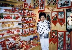 Mom in gift shop in Lindsborg, KS, early 1990s.