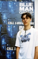 Michael Senften with more street posters in New York, 2000.