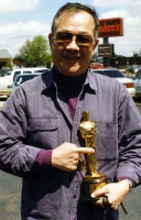 Paul with William Inge's Oscar in Independence, KS, early 1990s.