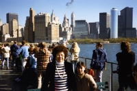 Mom and Debbie with New York skyline, early 1980s.