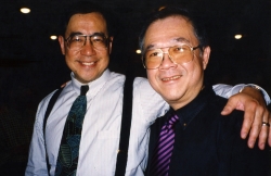 Asian-American author Gus Lee in Lawrence, with Paul, late 1990s.