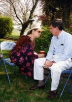 Carolyn Doty and David Bergeron at one of Paul's garden parties.