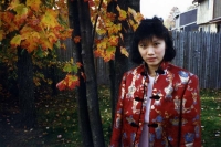 Debbie in backyard of Randall Rd. house, mid-1980s.