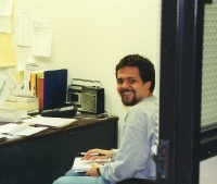 Kirby Fields in Wescoe Hall basement office, 2003.
