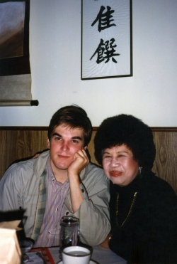 Don with Mom in Chinese restaurant in Lawrence, mid-1980s.