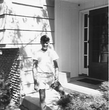 Tony Cius by front door at 1108 Avalon Rd., 1970.