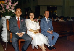 Paul, Mom and Le Leong at Debbie's wedding.