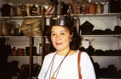 Daity Salvosa in Baguio store selling native artifacts, 2005.