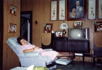 Mom relaxing in sitting room in Sta. Mesa house, early 1980s. 