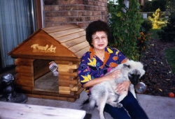 Mom with Imelda's apartment, 1985.