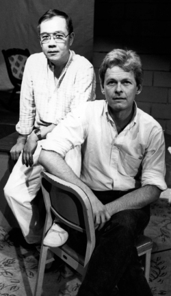 Paul with director Paul Hough on the set.