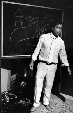 Alberto Isaac (David Lee) in one of the classroom sequences in the play.