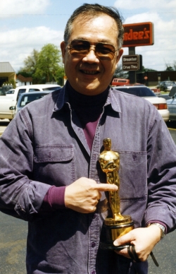 Paul with William Inge's Oscar in Independence, KS, early 1990s.