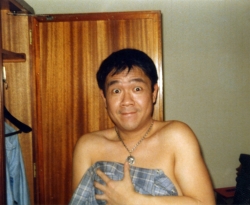 Paul in hotel room near Painted Desert, early 1970s.