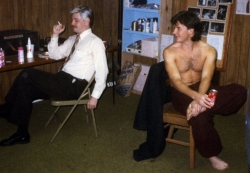 Josh Waters and Scott Crouse in the dressing room.