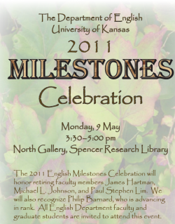 KU English Department program for Paul's retirement, 9 May 2011.