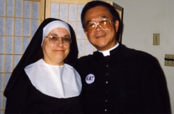Carolyn Doty and Paul dress up for EAT production in 1993.