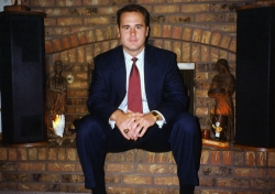 David Scott in family room of Randall Rd. house, mid-1990s.