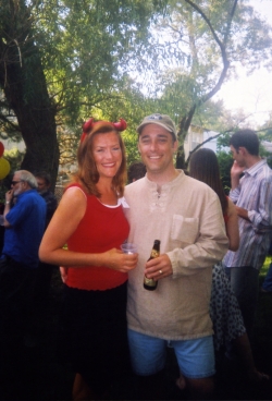 Jan Chapman and husband Dan Belden at one of Paul's garden parties.