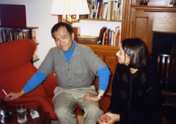 Paul with Sally McNall at party in Jack and Mary Davidson's house, early-1980s.