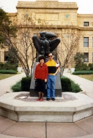 Mom in front of Strong Hall on the KU campus, mid-1980s
