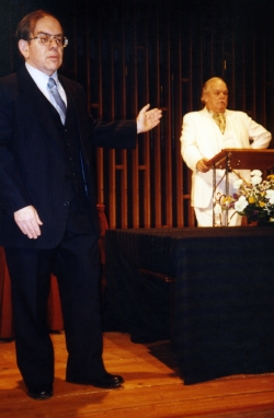 Bud Hirsch and Charles Whitman in the EAT staged reading of Gross Indecency, 1998.