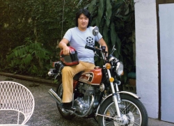 Youngest brother Peter on motorcycle in Sta. Mesa house, mid-1970s.