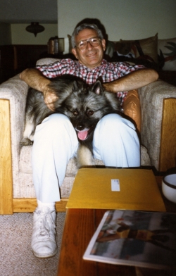 Grant Goodman with Imelda in family room, late 1980s.