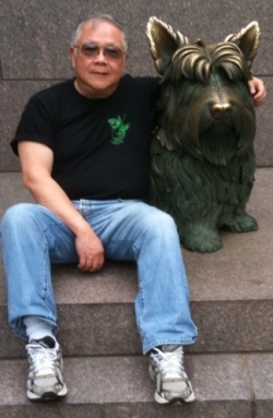 Paul with Fala in FDR Memorial in Washington DC, July 3, 2009.