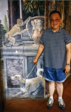 Paul with faux dog in Toronto.