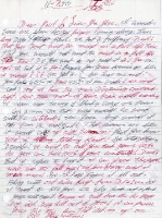 Sample of hand-written letter from John William in prison, to Paul, 1990.